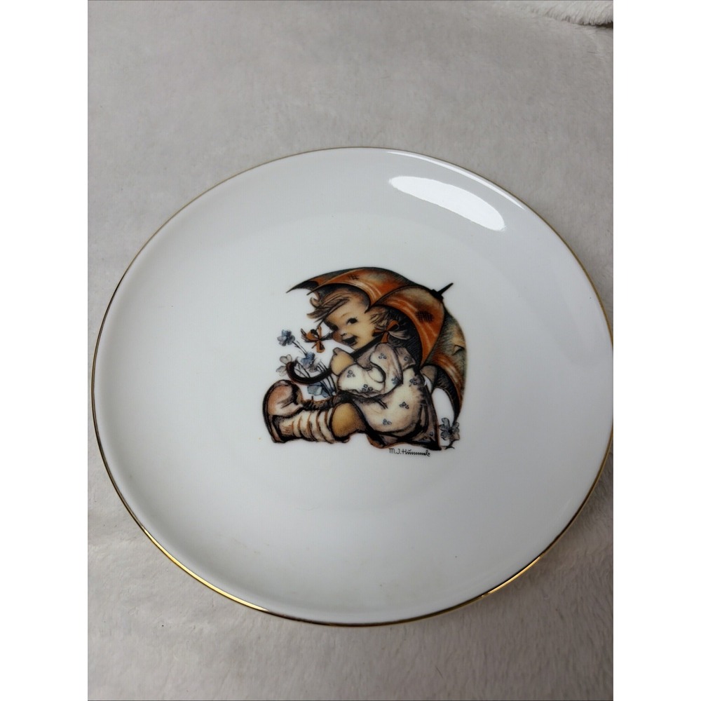 M.J. Hummel Umbrella Girl Collector Plate Reutter Porzellan Germany Vintage 90s